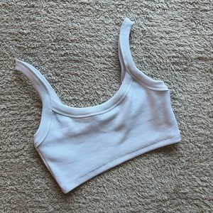 Grey Bandit White Cropped Tank